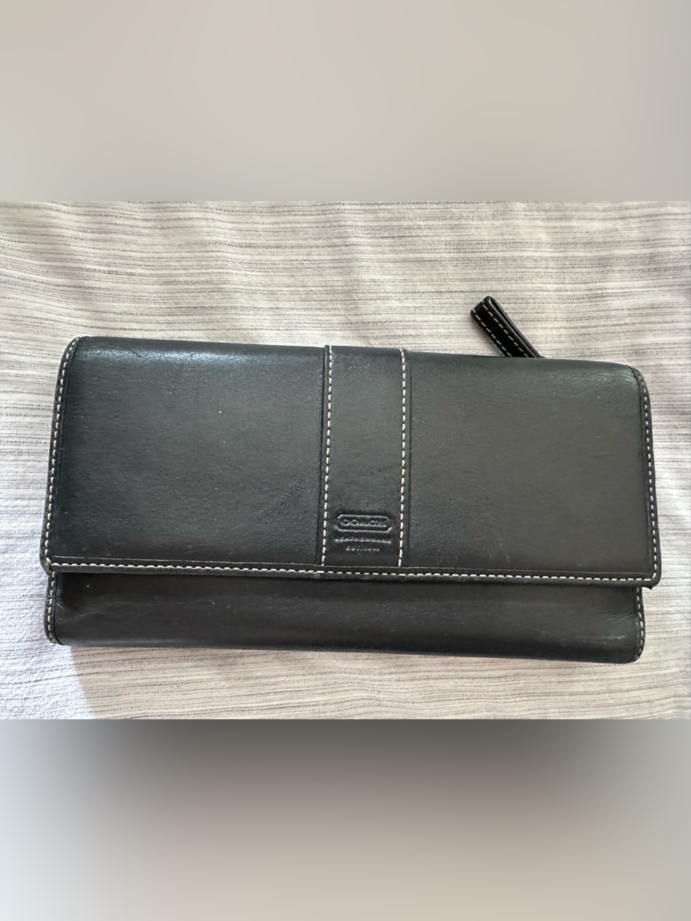 Vintage Coach Y2K Hampton Trifold Wallet Leather with Checkbook Holder